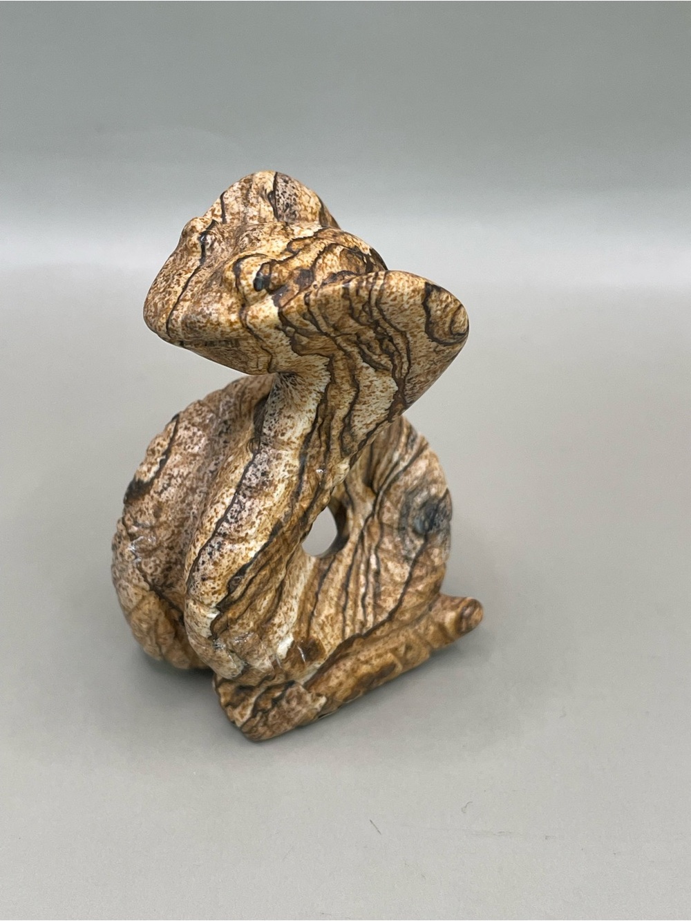 Natural Gemstone Jasper Carved Stone Snake Cobra Serpent 2.25” Figurine Decor